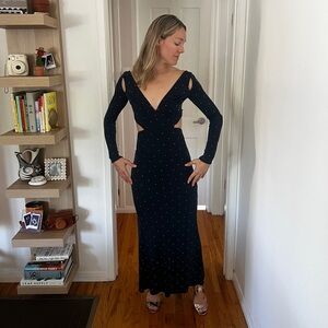 Z Spoke Zac Posen Studded Jersey Cutout Gown